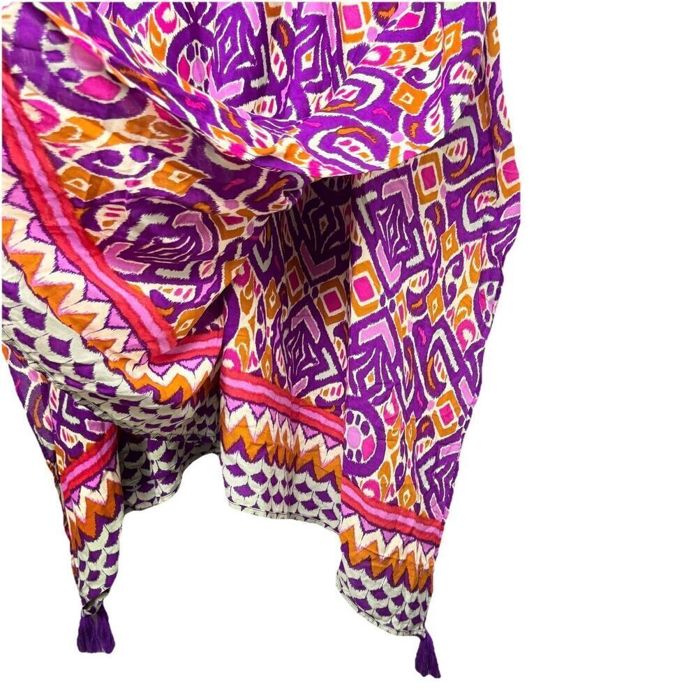 Roamans Oversized Kaftan Maxi Dress Size 1X Cover Up Multicolor Boho Beach - Picture 5 of 6
